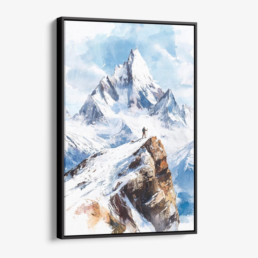 01 - Framed Patagonia Chile Watercolor Canvas Print - Vertical - Main.jpg