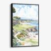 01 - Framed Pebble Beach Golf Course Watercolor Canvas Print - Vertical - Main.jpg