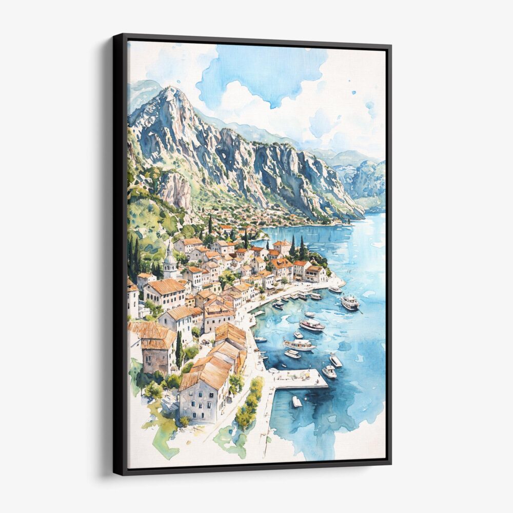 01 - Framed Perast Montenegro Watercolor Canvas Print - Vertical - Main.jpg 01 - Framed Perast Montenegro Watercolor Canvas Print - Vertical - Main.jpg