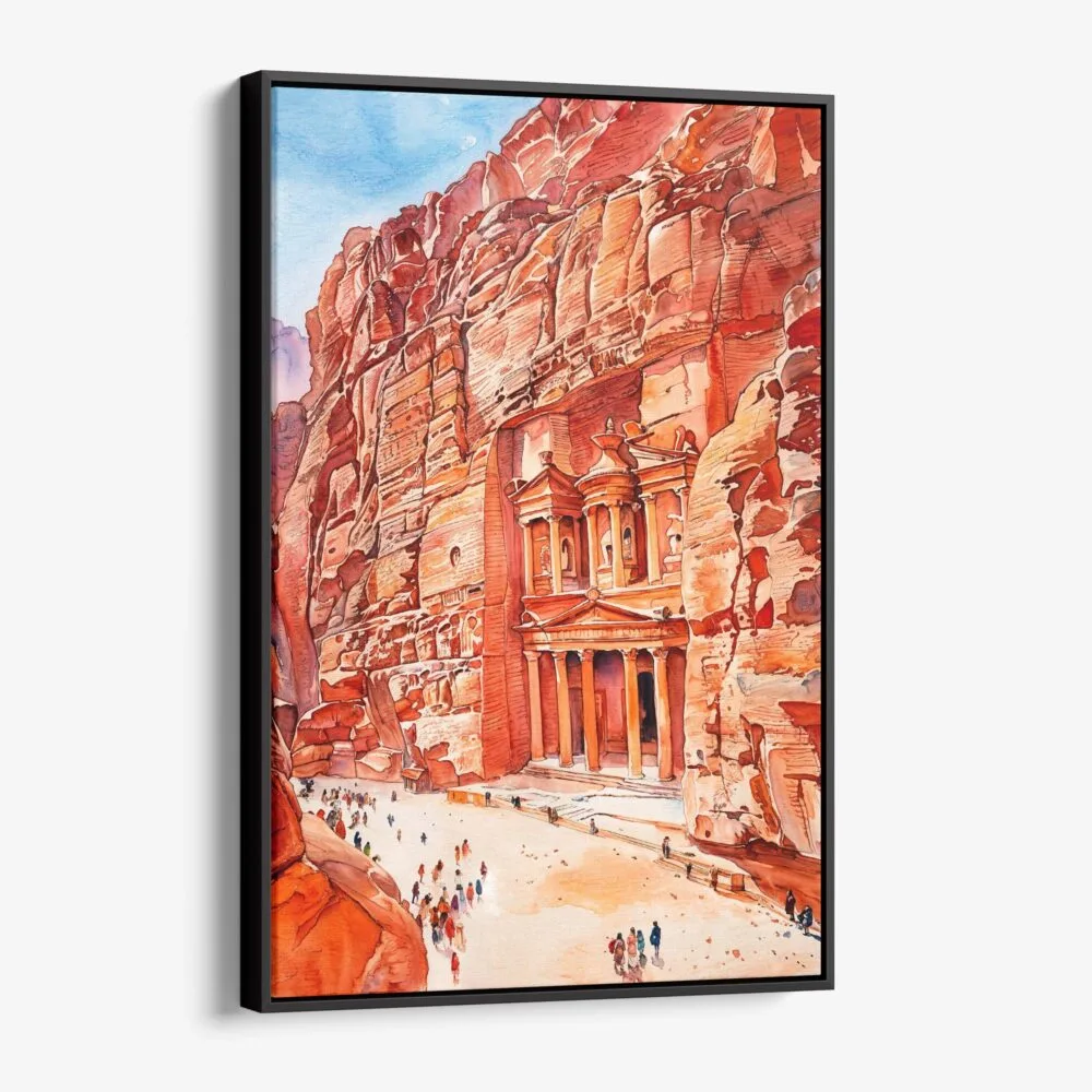 01 - Framed Petra Jordan Watercolor Canvas Print - Vertical - Main.jpg