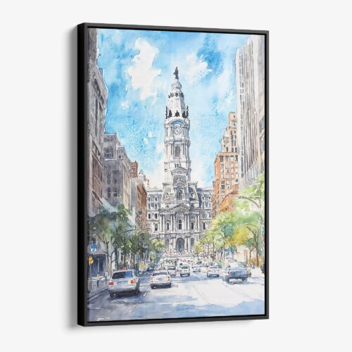01 - Framed Philadelphia City Hall Canvas Print - Vertical - Main.jpg