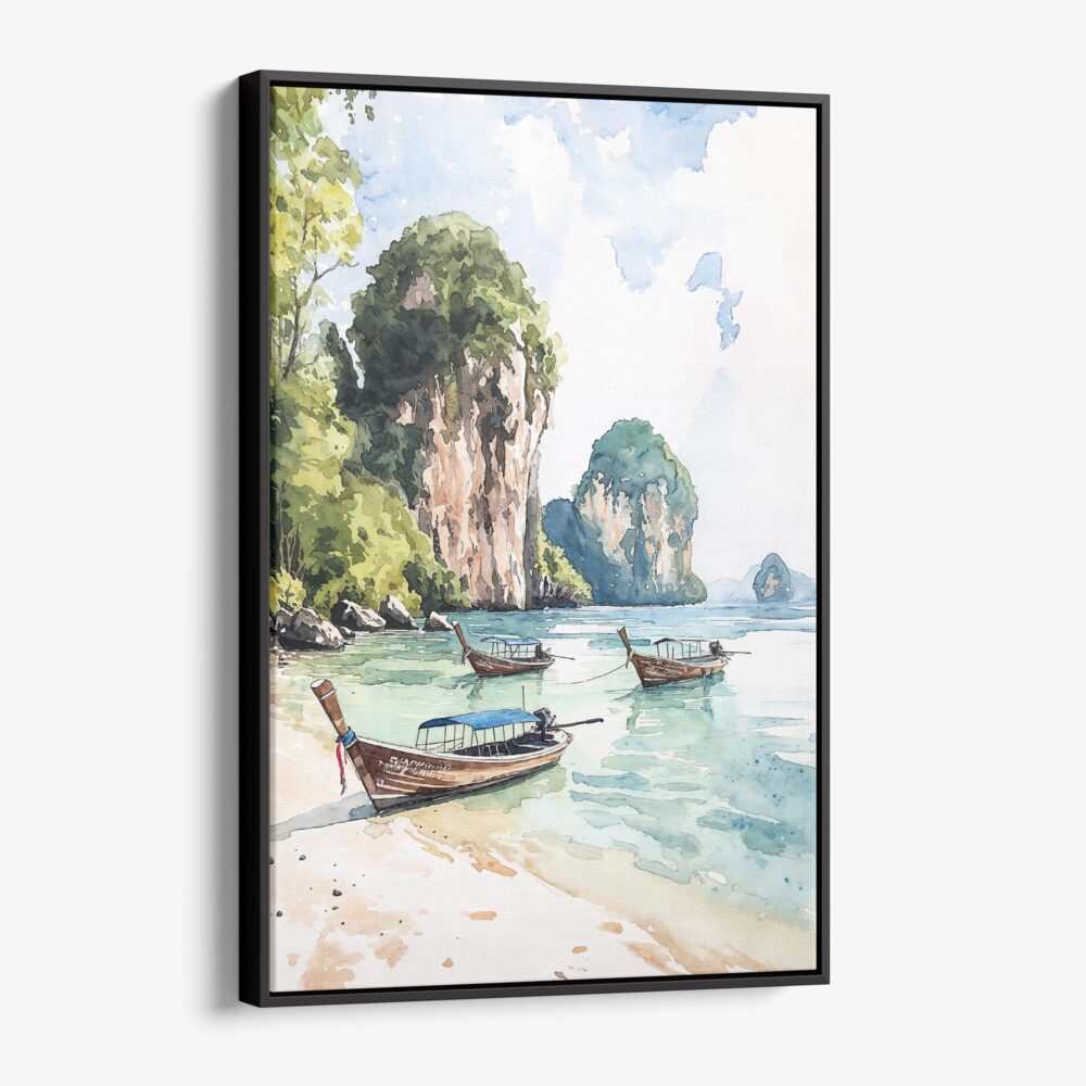 01 - Framed Phuket Thailand Watercolor Canvas Print - Vertical - Main.jpg 01 - Framed Phuket Thailand Watercolor Canvas Print - Vertical - Main.jpg