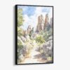 01 - Framed Pinnacles National Park California Watercolor Canvas Print - Vertical - Main.jpg