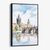 01 - Framed Prague Charles Bridge - Watercolor Canvas Print - Vertical - Main.jpg