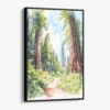 01 - Framed Redwood National Park California Watercolor Canvas Print - Vertical - Main.jpg