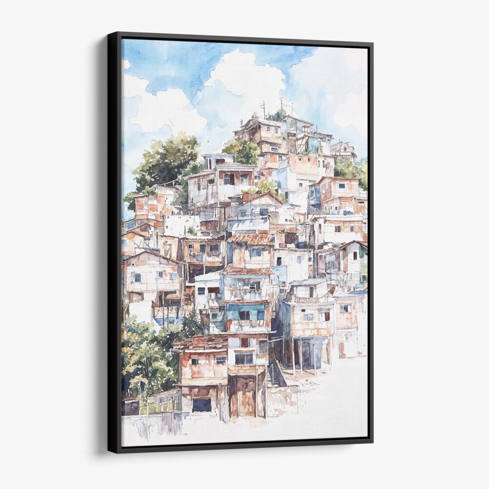 01 - Framed Rio De Janeiro Favelas Watercolor Canvas Print - Vertical - Main.jpg 01 - Framed Rio De Janeiro Favelas Watercolor Canvas Print - Vertical - Main.jpg