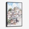 01 - Framed Rio De Janeiro Favelas Watercolor Canvas Print - Vertical - Main.jpg