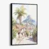 01 - Framed Rio De Janeiro Rocinha Favela Watercolor Canvas Print - Vertical - Main.jpg