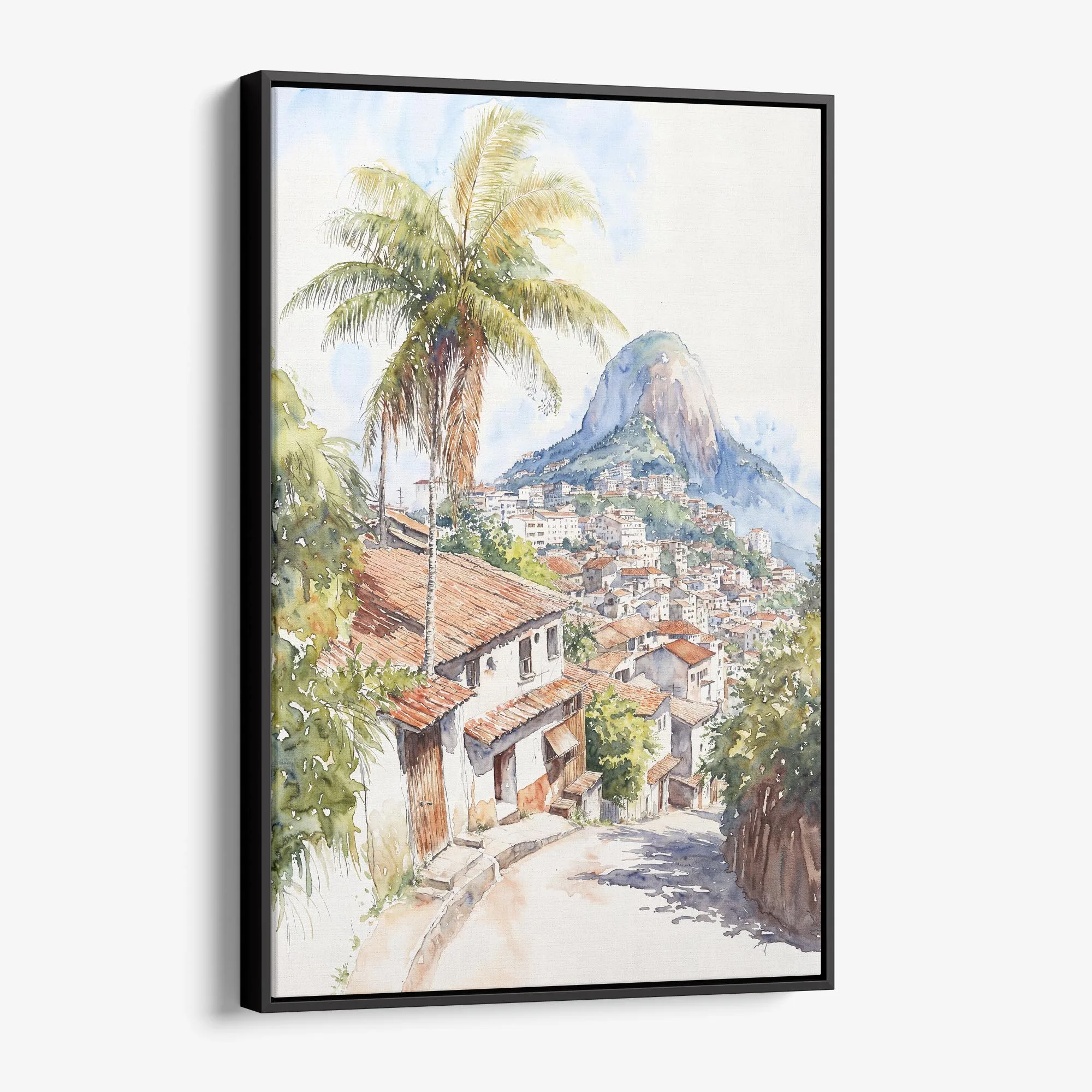 Rio De Janeiro Rocinha Favela Watercolor Canvas Print