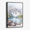 01 - Framed Rocky Mountains Valley of the Ten Peaks Watercolor Canvas Print - Vertical - Main.jpg