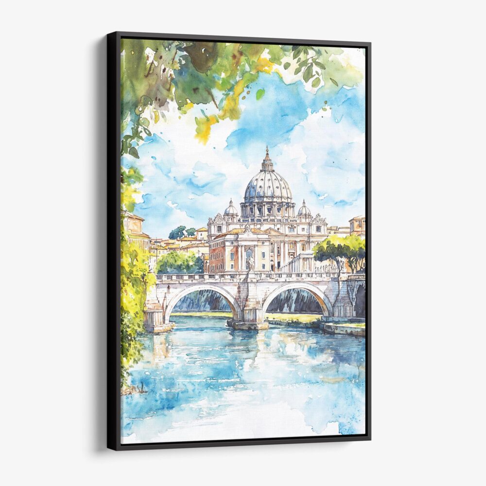 01 - Framed Rome Italy Watercolor Canvas Print - Vertical - Main.jpg