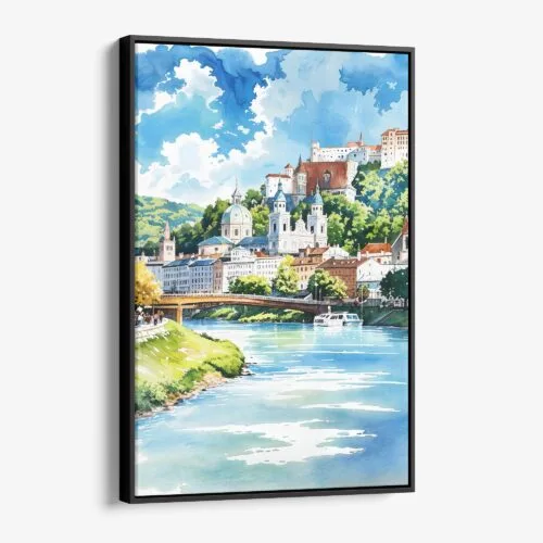 01 - Framed Salzburg Austria Watercolor Canvas Print - Vertical - Main.jpg