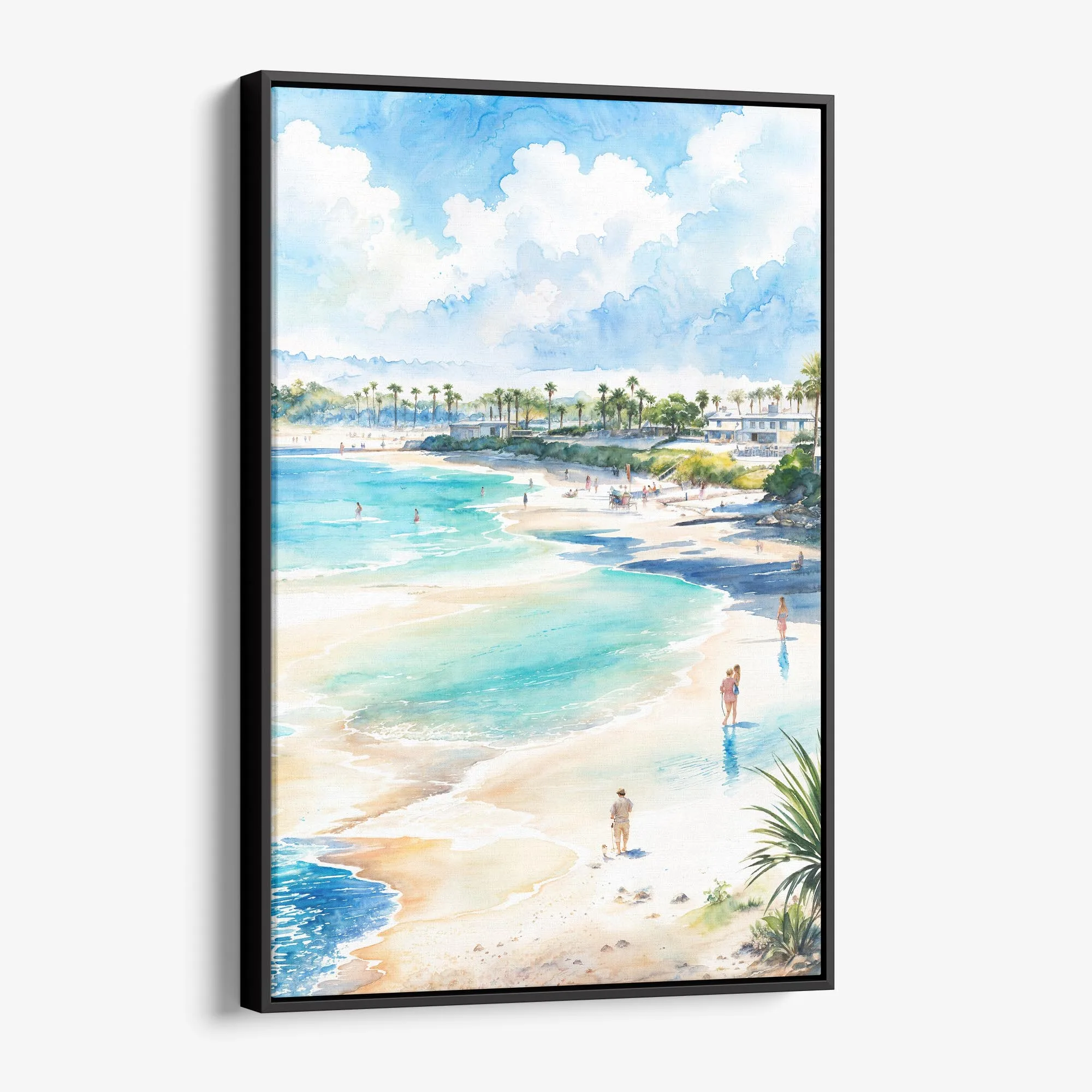 San Diego Beach Canvas Print – Watercolor Coastal Wall Art