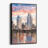 01 - Framed San Diego Skyline Watercolor Canvas Print - Vertical - Main.jpg