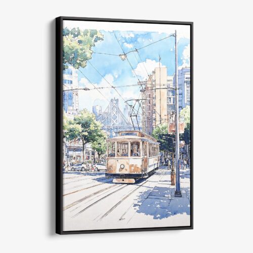 01 - Framed San Francisco - Watercolor Canvas Print - Vertical - Main.jpg