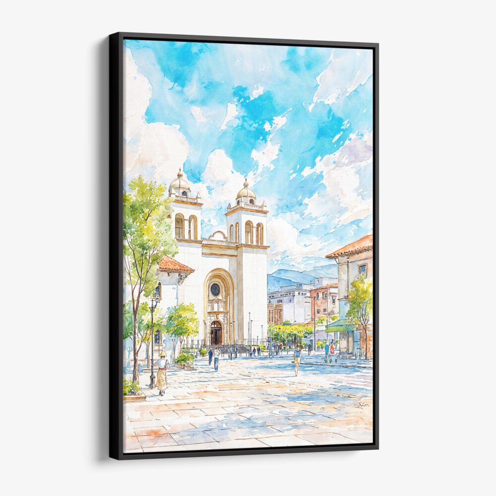 01 - Framed San Salvador Watercolor Canvas Print - Vertical - Main.jpg