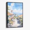 01 - Framed Santa Barbara California Watercolor Canvas Print - Vertical - Main.jpg