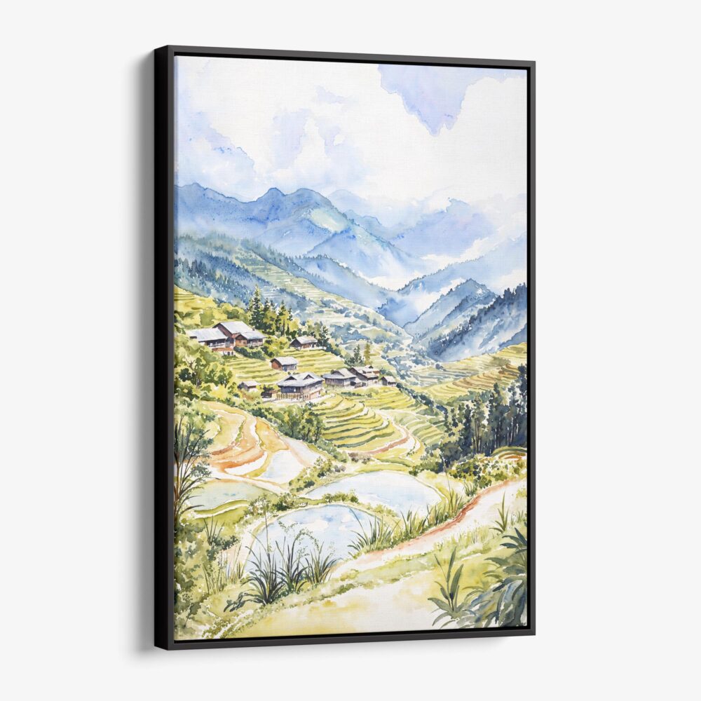 01 - Framed Sapa Vietnam Watercolor Canvas Print - Vertical - Main.jpg 01 - Framed Sapa Vietnam Watercolor Canvas Print - Vertical - Main.jpg
