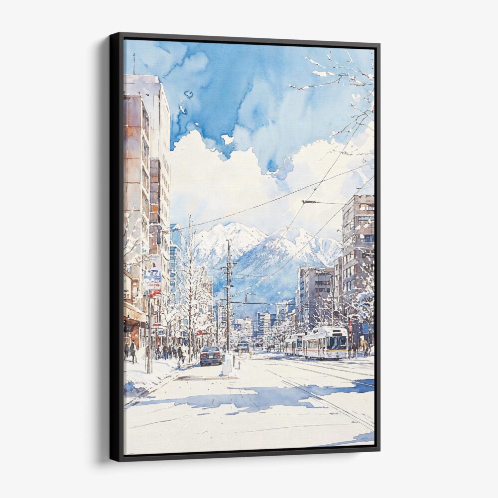 01 - Framed Sapporo Japan Watercolor Canvas Print - Vertical - Main.jpg 01 - Framed Sapporo Japan Watercolor Canvas Print - Vertical - Main.jpg