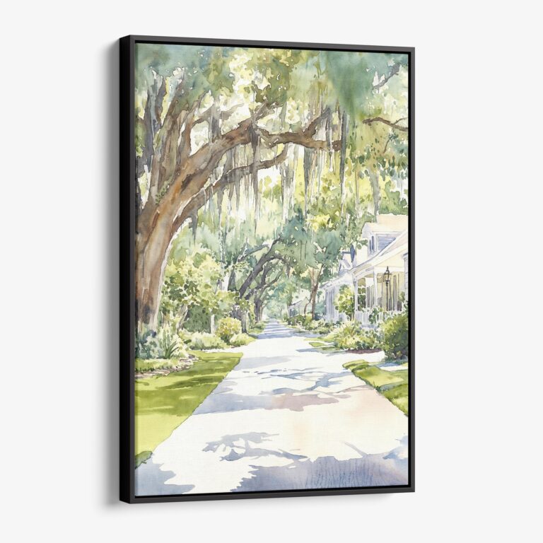 01 - Framed Savannah Georgia Watercolor Canvas Print - Vertical - Main.jpg