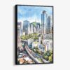 01 - Framed Seoul Skyline Watercolor Canvas Print - Vertical - Main.jpg