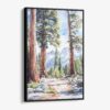 01 - Framed Sequoia California Watercolor Canvas Print - Vertical - Main.jpg
