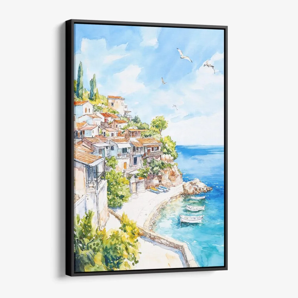 01 - Framed Sicily Italy Watercolor Canvas Print - Vertical - Main.jpg 01 - Framed Sicily Italy Watercolor Canvas Print - Vertical - Main.jpg