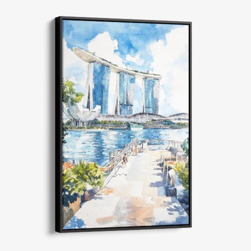 01 - Framed Singapore Watercolor Canvas Print - Vertical - Main.jpg