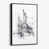 01 - Framed Statue of liberty - Pencil Drawing Canvas Print - Vertical - Main.jpg
