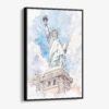 01 - Framed Statue of liberty - Watercolor Canvas Print - Vertical - Main.jpg