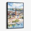 01 - Framed Stockholm Skyline Watercolor Canvas Print - Vertical - Main.jpg