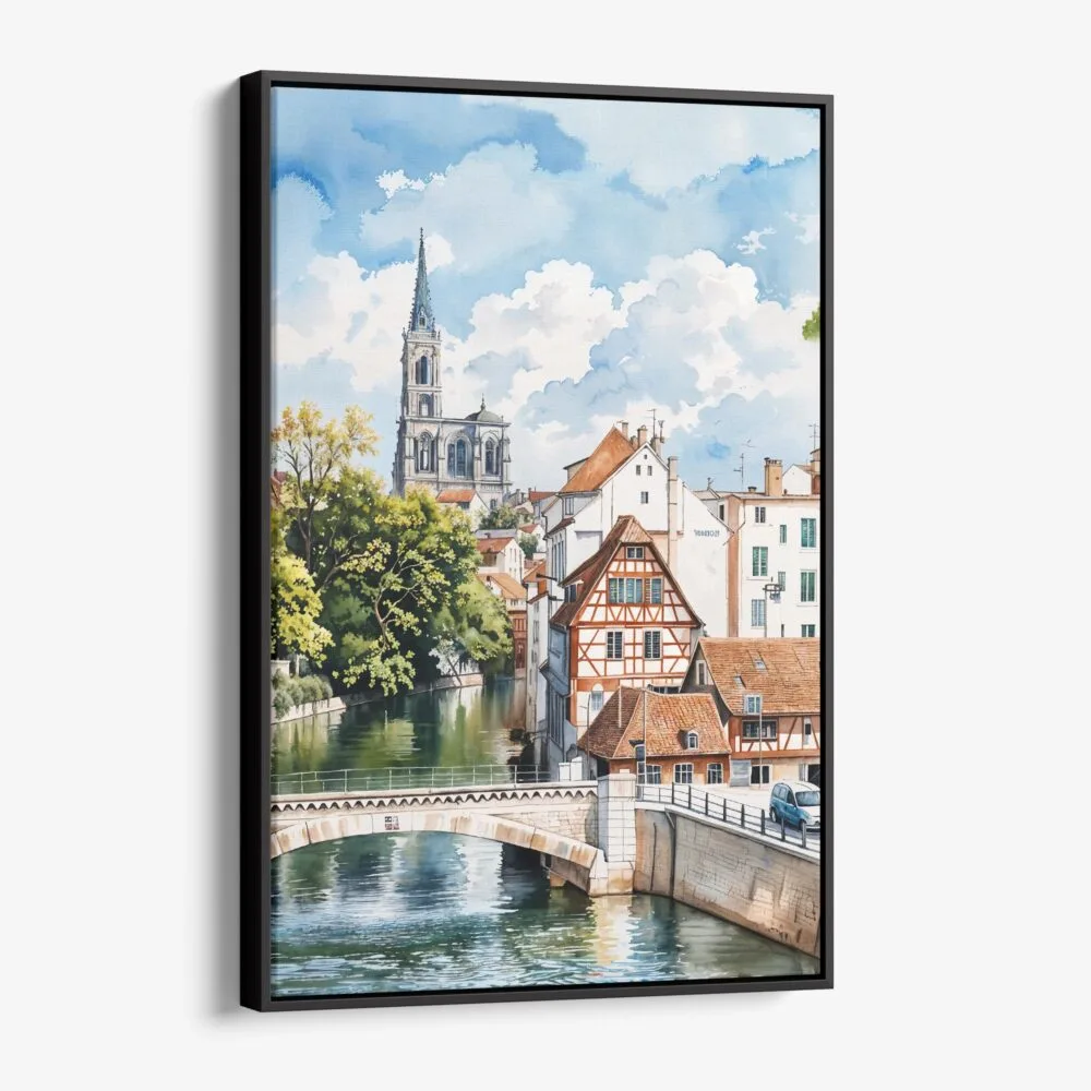 01 - Framed Strasbourg France Watercolor Canvas Print - Vertical - Main.jpg 01 - Framed Strasbourg France Watercolor Canvas Print - Vertical - Main.jpg