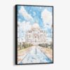 01 - Framed Taj Mahal Vibrant Watercolor Canvas Print - Vertical - Main.jpg