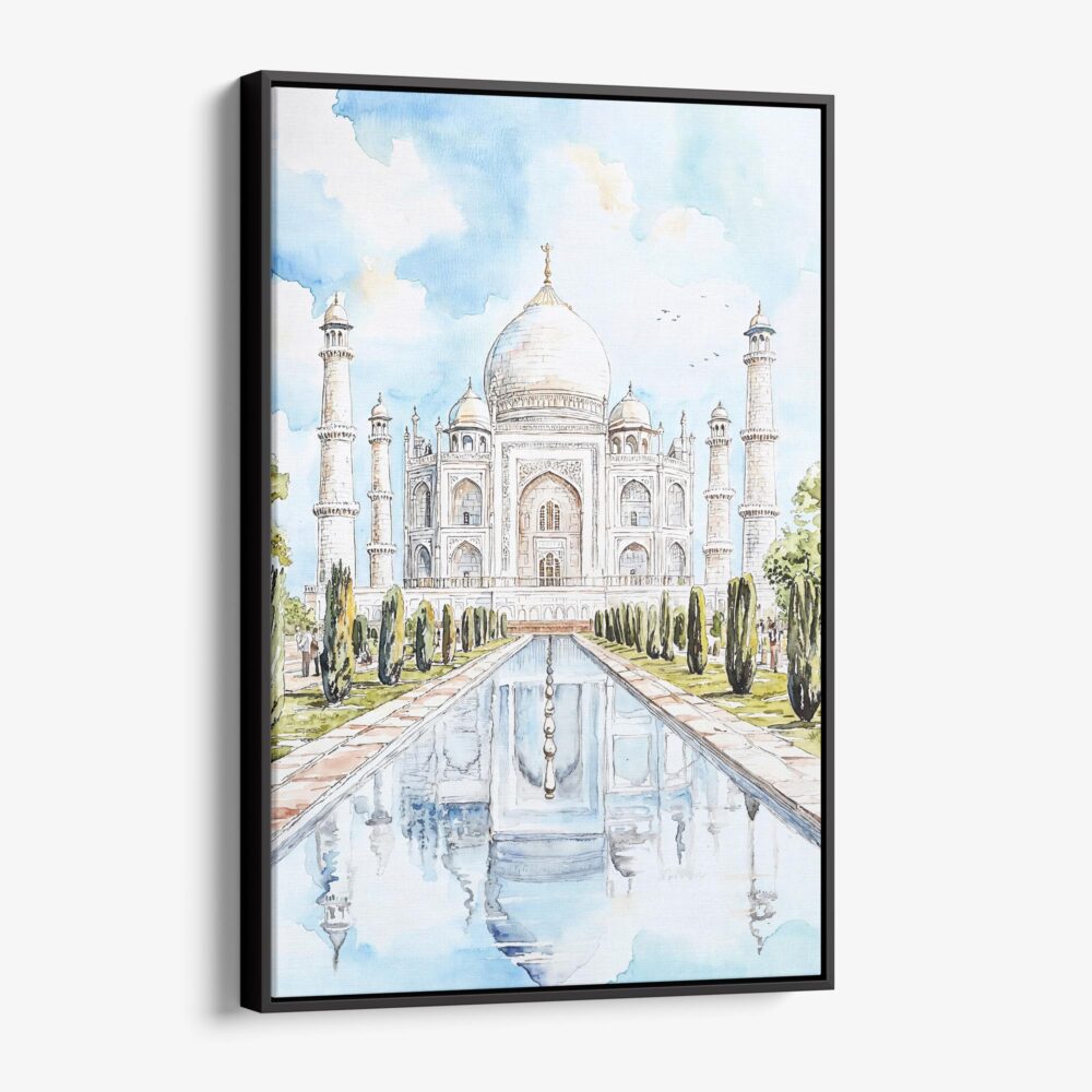 01 - Framed Taj Mahal Watercolor Canvas Print - Vertical - Main.jpg 01 - Framed Taj Mahal Watercolor Canvas Print - Vertical - Main.jpg