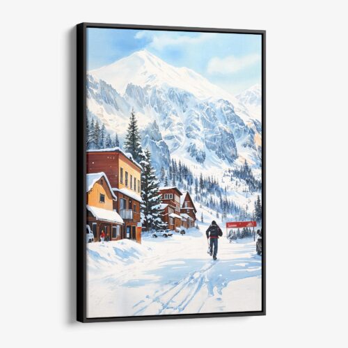 01 - Framed Telluride colorado Watercolor Canvas Print - Vertical - Main.jpg
