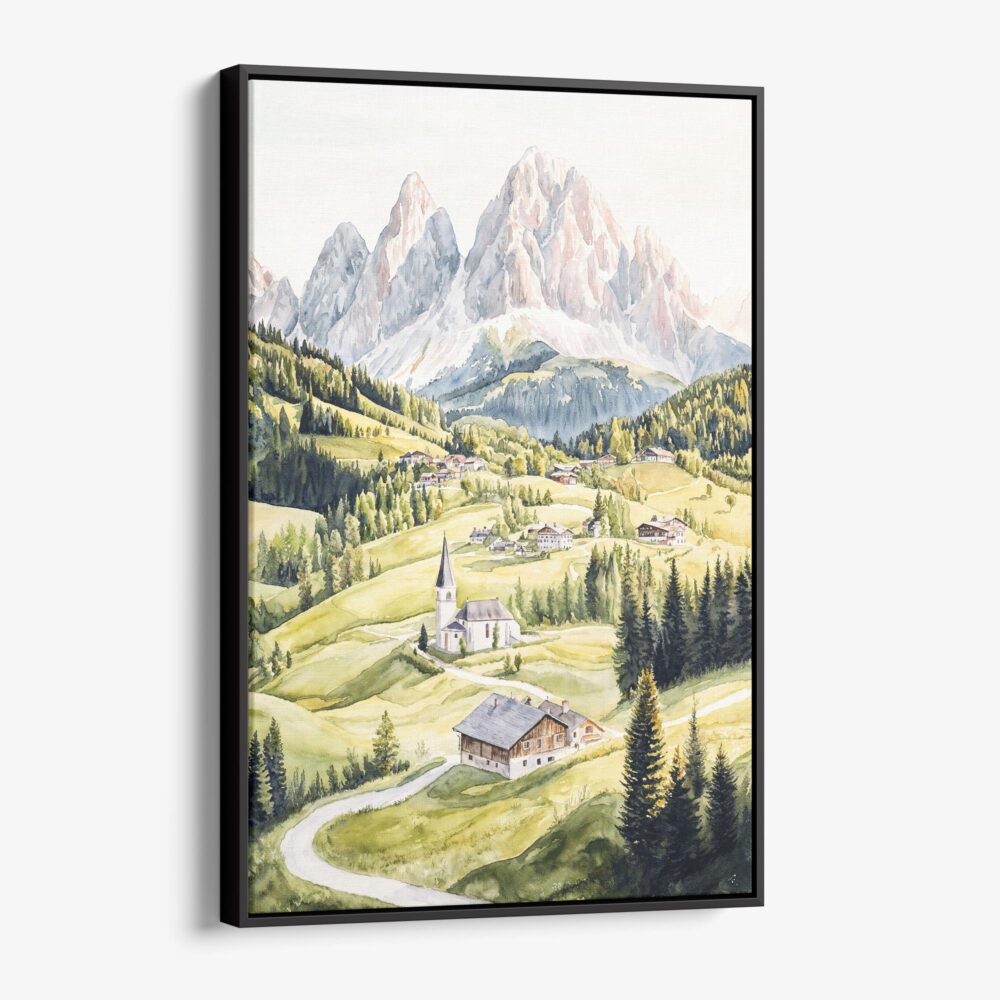 01 - Framed The Dolomites Watercolor Canvas Print - Vertical - Main.jpg 01 - Framed The Dolomites Watercolor Canvas Print - Vertical - Main.jpg