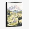 01 - Framed The Dolomites Watercolor Canvas Print - Vertical - Main.jpg