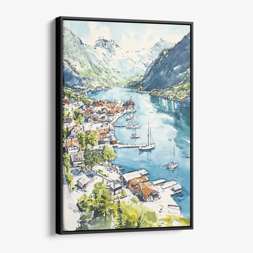 01 - Framed The Fjords Watercolor Canvas Print - Vertical - Main.jpg 01 - Framed The Fjords Watercolor Canvas Print - Vertical - Main.jpg