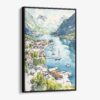 01 - Framed The Fjords Watercolor Canvas Print - Vertical - Main.jpg