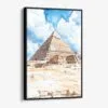 01 - Framed The Pyramids of Giza Watercolor Canvas Print - Vertical - Main.jpg