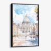 01 - Framed The Vatican Watercolor Canvas Print - Vertical - Main.jpg