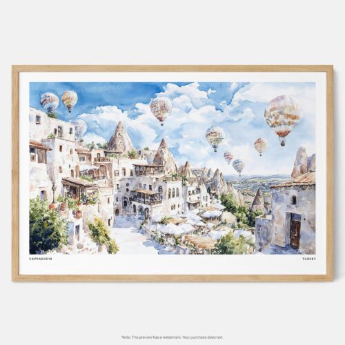 01 - Framed Turkey Cappadocia Watercolor - Horizontal Art Print - Main.jpg