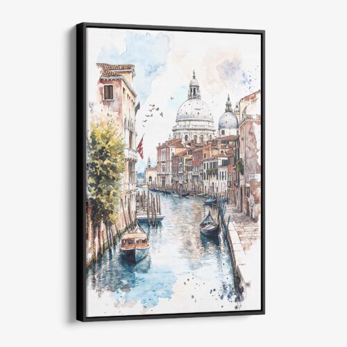 01 - Framed Venice - Watercolor Canvas Print - Vertical - Main.jpg