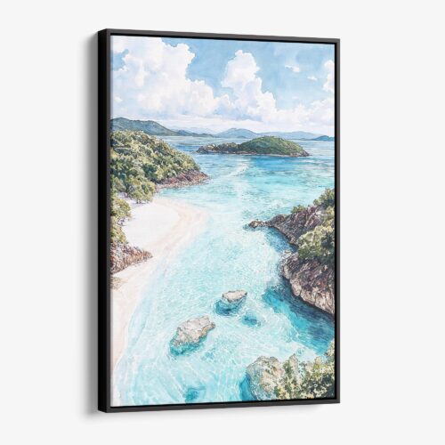 01 - Framed Virgin Islands National Park Watercolor Canvas Print - Vertical - Main.jpg
