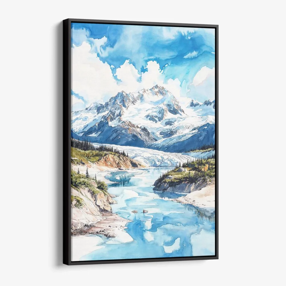 01 - Framed Wrangell-St. Elias National Park Watercolor Canvas Print - Vertical - Main.jpg 01 - Framed Wrangell-St. Elias National Park Watercolor Canvas Print - Vertical - Main.jpg