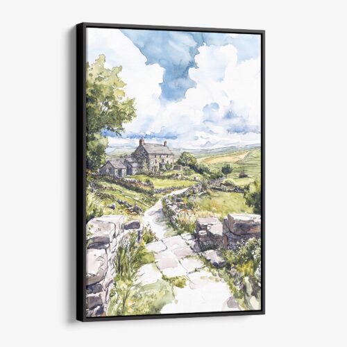 01 - Framed Yorkshire England Watercolor Canvas Print - Vertical - Main.jpg