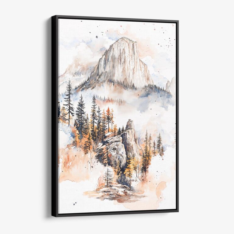 01 - Framed Yosemite Watercolor Canvas Print - Vertical - Main.jpg