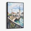 01 - Framed Zurich Switzerland Watercolor Canvas Print - Vertical - Main.jpg