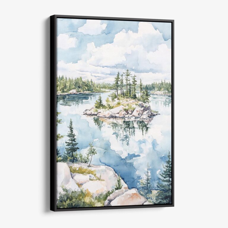 01 - Framed voyageurs national park watercolor Canvas Print - Vertical - Main.jpg