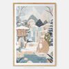 01 - Japanese Macaque in Outdoor Onsen Winter Landscape Illustration Art Print - Main - Vertical.jpg